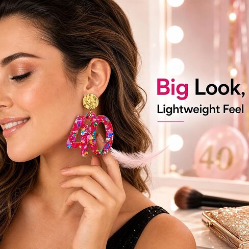 Birthday Earrings for Women, Lightweight Sparkly Acrylic Drop Dangle Earrings Birthday Gifts for Party Celebration Outfits in Saudi Arabia