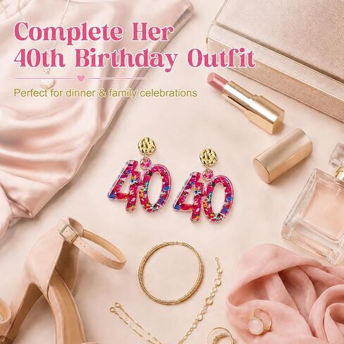 Birthday Earrings for Women, Lightweight Sparkly Acrylic Drop Dangle Earrings Birthday Gifts for Party Celebration Outfits in Saudi Arabia