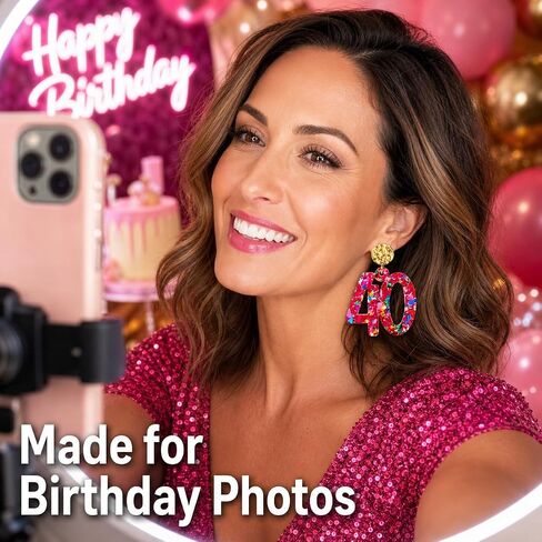 Birthday Earrings for Women, Lightweight Sparkly Acrylic Drop Dangle Earrings Birthday Gifts for Party Celebration Outfits in Saudi Arabia