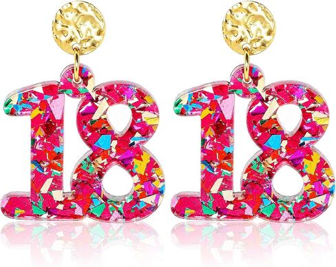 Birthday Earrings for Women, Lightweight Sparkly Acrylic Drop Dangle Earrings Birthday Gifts for Party Celebration Outfits in Saudi Arabia