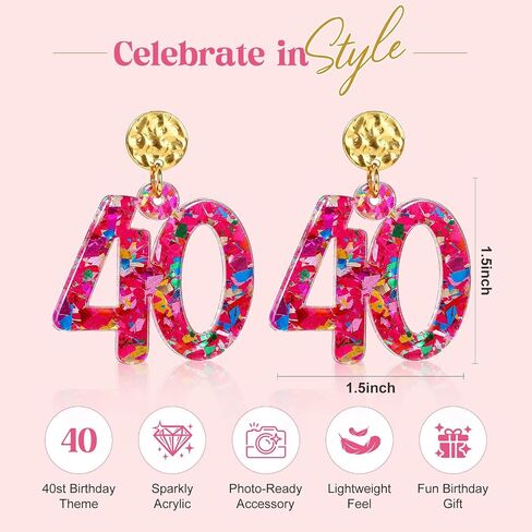 Birthday Earrings for Women, Lightweight Sparkly Acrylic Drop Dangle Earrings Birthday Gifts for Party Celebration Outfits in Saudi Arabia