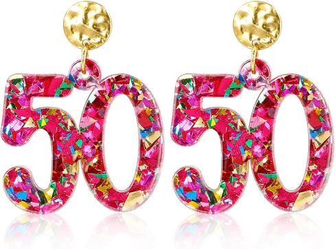 Birthday Earrings for Women, Lightweight Sparkly Acrylic Drop Dangle Earrings Birthday Gifts for Party Celebration Outfits in Saudi Arabia