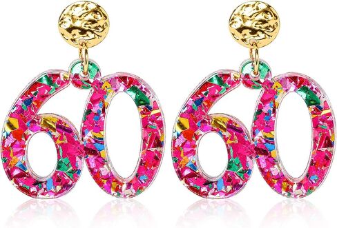 Birthday Earrings for Women, Lightweight Sparkly Acrylic Drop Dangle Earrings Birthday Gifts for Party Celebration Outfits in Saudi Arabia
