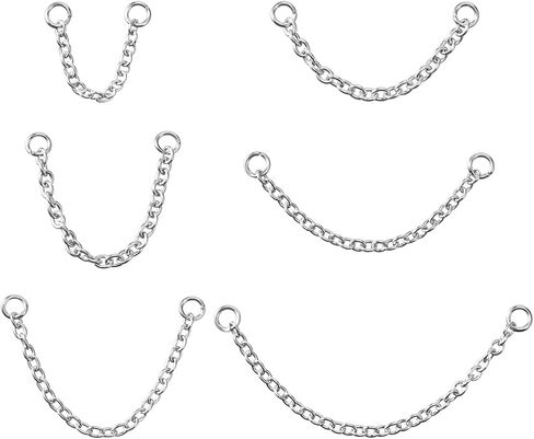 6PCS Sliver Nose Chain, Stainless Steel Nose Chain Piercing Across Noses, 7 Sizes Nose's Ring Chains, for Men and Women (3/3.5/4/4.5/5/5.5cm) in Kuwait