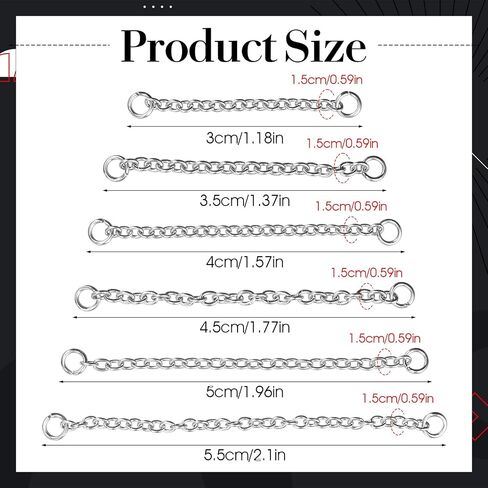 6PCS Sliver Nose Chain, Stainless Steel Nose Chain Piercing Across Noses, 7 Sizes Nose's Ring Chains, for Men and Women (3/3.5/4/4.5/5/5.5cm) in Kuwait