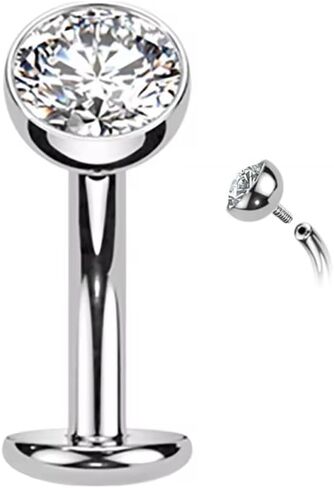 Titanium Floating Belly Button Navel Piercing Ring, 14g Waterproof Curved Barbell Cubic Zirconia Gemstone Top, ASTM F 136, Clear CZ in Saudi Arabia