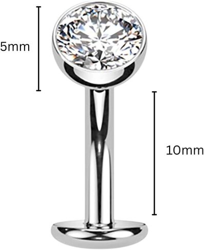 Titanium Floating Belly Button Navel Piercing Ring, 14g Waterproof Curved Barbell Cubic Zirconia Gemstone Top, ASTM F 136, Clear CZ in Saudi Arabia