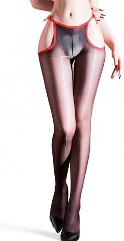 Women's Oil Shiny Pantyhose Sexy Side Straps Ultra-thin Sheer Tights 3 Denier Silky Smooth Stockings in Saudi Arabia