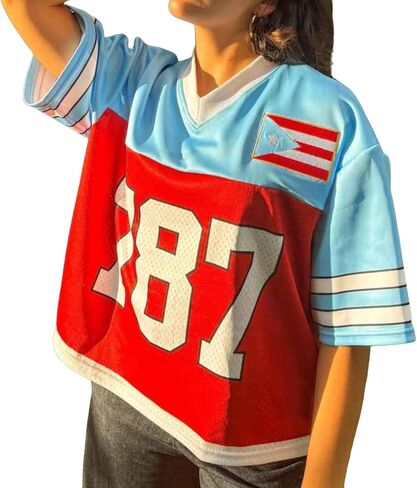 90s Streetwear 2000s Clothes Y2k Baggy Short Sleeve Top Mexico Oversized Cute Summer Jersey Shirt Graphic Tee Women Men in Kuwait