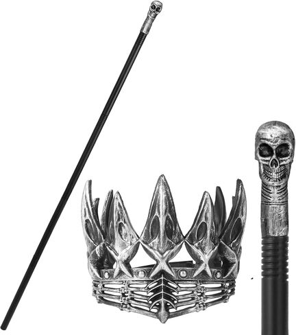 Vintage Crown and Cane Set,55" Adjustable Staff Prop with a Vintage Crown,for Role-Playing and Halloween Party in Saudi Arabia