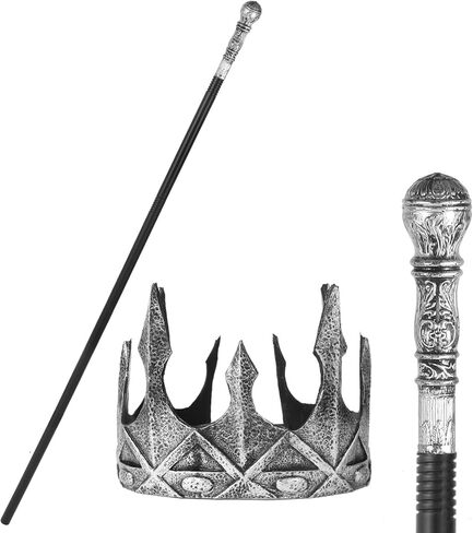 Vintage Crown and Cane Set,55" Adjustable Staff Prop with a Vintage Crown,for Role-Playing and Halloween Party in Saudi Arabia