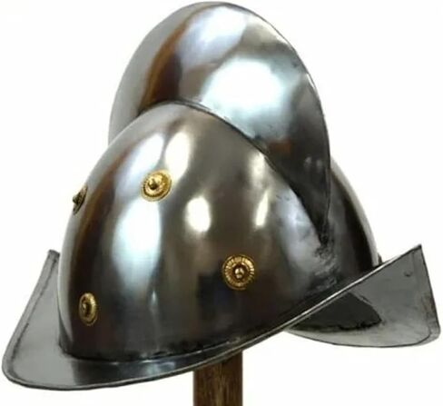 نسخة طبق الأصل من AnNafi® Spanish Conquistador Morion Armor العصور الوسطى | خوذة معدنية من العصور الوسطى | جودة فاخرة مع بطانة جلدية مناسبة | 18 مقياسًا من الفولاذ يمكن ارتداؤها للبالغين | أزياء العصور الوسطى in Kuwait
