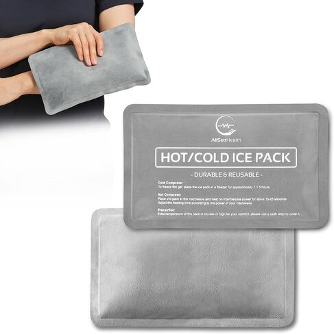 Reusable Ice Packs for Injuries - (10" x 6") Soft Ice Pack with 1 Sided Velvet Soft Fleece Fabric, Flexible Hot and Cold Gel Ice Pack Set, Grey, Pack of 2 in Saudi Arabia
