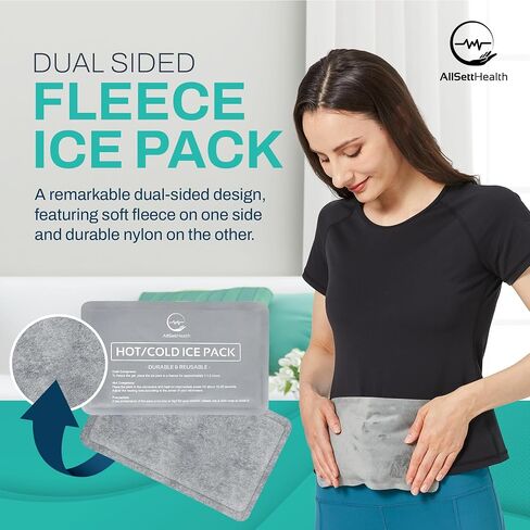 Reusable Ice Packs for Injuries - (10" x 6") Soft Ice Pack with 1 Sided Velvet Soft Fleece Fabric, Flexible Hot and Cold Gel Ice Pack Set, Grey, Pack of 2 in Saudi Arabia