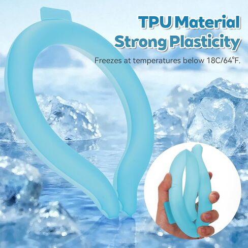 Neck Cooling Tube - Reusable Ice Neck Cooler, Wearable Cooling Neck Wrap for Personal Cooling Relief, PCM Cooling Device for Hot Flashes, Summer Heat, Outdoor Sports, Work & Travel(Blue) in Kuwait