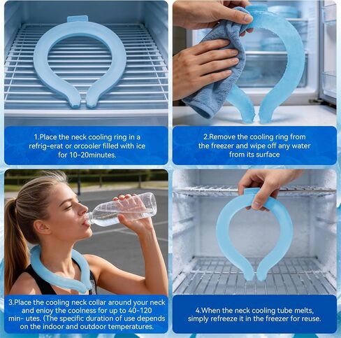 Neck Cooling Tube - Reusable Ice Neck Cooler, Wearable Cooling Neck Wrap for Personal Cooling Relief, PCM Cooling Device for Hot Flashes, Summer Heat, Outdoor Sports, Work & Travel(Blue) in Kuwait