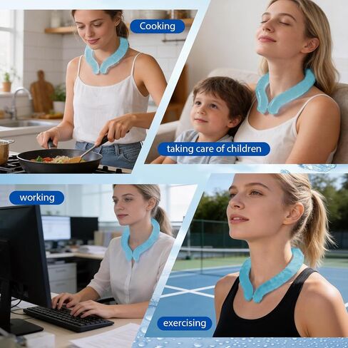Neck Cooling Tube - Reusable Ice Neck Cooler, Wearable Cooling Neck Wrap for Personal Cooling Relief, PCM Cooling Device for Hot Flashes, Summer Heat, Outdoor Sports, Work & Travel(Blue) in Kuwait