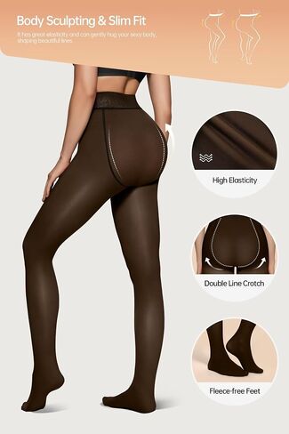 Vertvie 2 Pairs Fleece Lined Tights for Women Thermal Pantyhose Fake Translucent Winter Warm Tights Thick Leggings in Kuwait