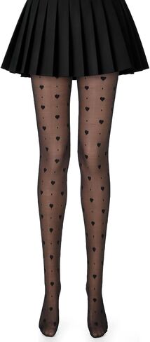 Heart Tights for Women, Heart Stockings for Women, Teen, Partners, Valentine, Parties, Cosplay (Black) in Kuwait
