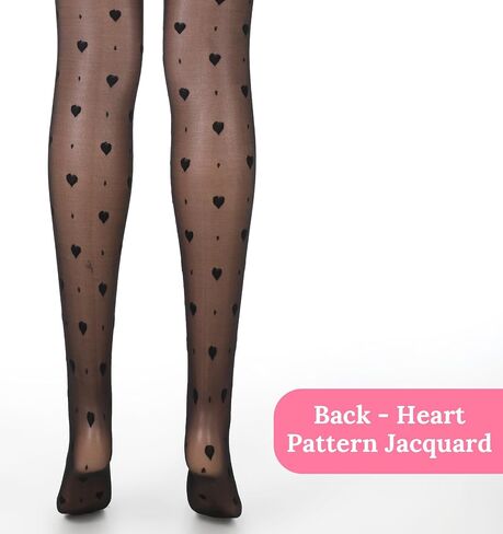 Heart Tights for Women, Heart Stockings for Women, Teen, Partners, Valentine, Parties, Cosplay (Black) in Kuwait