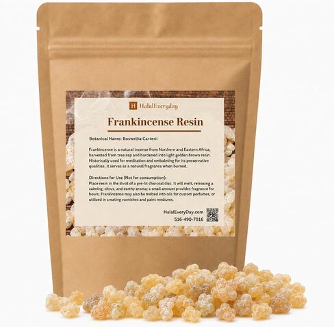HalalEveryDay Frankincense Resin Tears from Ethiopia Gum Olbinum Boswelia Serrata, 16 oz / 1 lb Bag, Resin for Home Fragrance, Bakhoor and Incense Use in Saudi Arabia