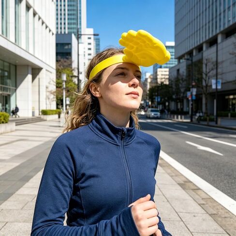 Funny Hand Shaped Sun Visor Hat, Adjustable Novelty Palm Shaped Sun Hat for Men and Women, Pool, Party, Summer Outdoor UV Protection, One Size Fits Most, Yellow in Kuwait