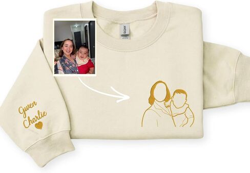 Custom Embroidered Sweatshirt Mom And Child from Real Photo – Mom Gift Mother's Day Birthday Christmas New Mom in Saudi Arabia