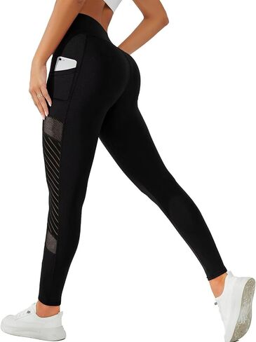 Leggings with Pockets for Women, High Waisted Workout Leggings Gym Running Yoga Pants in Saudi Arabia