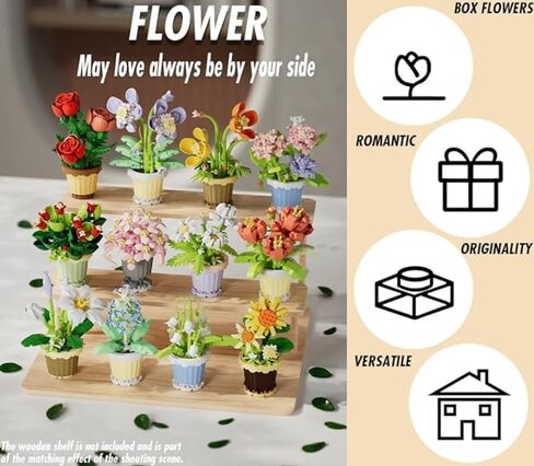 1 Piece Lily Potted Hand-Assembled Figurine, Mini Flower Pot Desk Decor, Botanical Theme Collectible Statue for Home Office Shelf in Kuwait