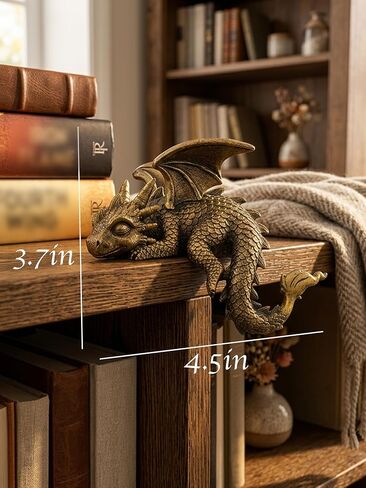 Stylor Golden Dragon Statue Decor - Sleeping Dragon Figurine Items for Bookshelf Decor, Resin Gold Fantasy Sculpture Room Decoration, Unique Gift for Bookish Book Lovers & Romantasy Fans in Saudi Arabia
