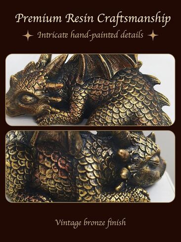 Stylor Golden Dragon Statue Decor - Sleeping Dragon Figurine Items for Bookshelf Decor, Resin Gold Fantasy Sculpture Room Decoration, Unique Gift for Bookish Book Lovers & Romantasy Fans in Saudi Arabia