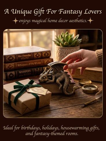 Stylor Golden Dragon Statue Decor - Sleeping Dragon Figurine Items for Bookshelf Decor, Resin Gold Fantasy Sculpture Room Decoration, Unique Gift for Bookish Book Lovers & Romantasy Fans in Saudi Arabia