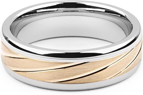 7 millimeters wide two-tone cobalt & 14K yellow gold wedding band (solid, not plated) in Saudi Arabia