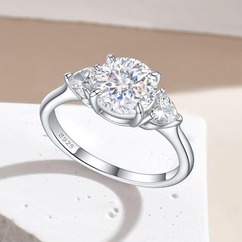 2ct مويسانيتي خاتم نسائي 8 مللي متر ملون مختبر الماس S925 الفضة الذكرى العصابات الزفاف مجوهرات in Kuwait