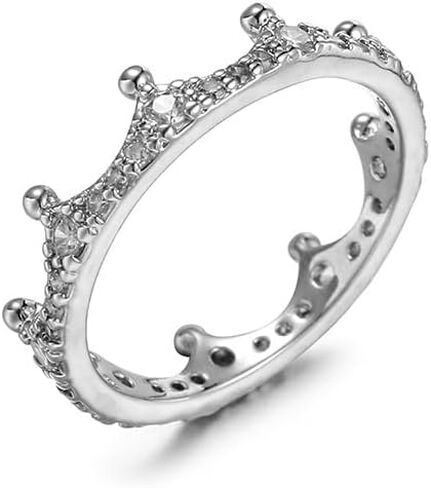 JerMrasra 925 Sterling Silver Crown-Shape Stackable Rings Rose Gold Engagement Ring Wedding Band Rings for Women（Gold 7） in Saudi Arabia