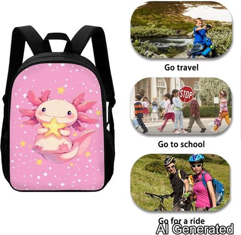 Star Axolotl Kids School Backpack for Girls Backpacks with Lunch Box Water Bottle Sleeve and Pencil Case 4 Piece Elementary Bookbags for Girls School Bags Lightweight Daypack in Saudi Arabia
