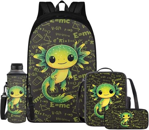 4-in-1 Cherry Blossom Axolotl Backpack for Girls Insulated Lunch Bag Waterproof Pencil Pouch Water Bottle Sleeve with Strap 17 Inch Backpacks Preschool Elementary Back to School Essentials in Saudi Arabia
