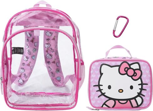 Bioworld Hello Kitty 2-Piece 16" Kids Clear Backpack & Lunch Box Set For School And Travel in Kuwait