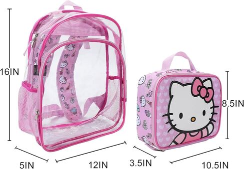 Bioworld Hello Kitty 2-Piece 16" Kids Clear Backpack & Lunch Box Set For School And Travel in Kuwait