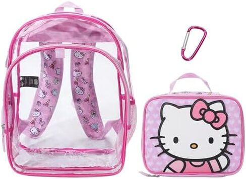 Bioworld Hello Kitty 2-Piece 16" Kids Clear Backpack & Lunch Box Set For School And Travel in Kuwait
