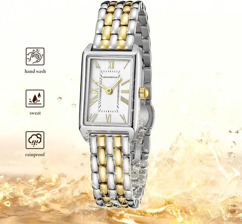 Small Gold Watches for Women with Vintage Rectangular Case, Classic Roman Dial,Stainless Steel Band Water Resistant Adjustment Tool Included in Kuwait