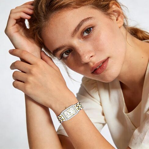 Small Gold Watches for Women with Vintage Rectangular Case, Classic Roman Dial,Stainless Steel Band Water Resistant Adjustment Tool Included in Kuwait