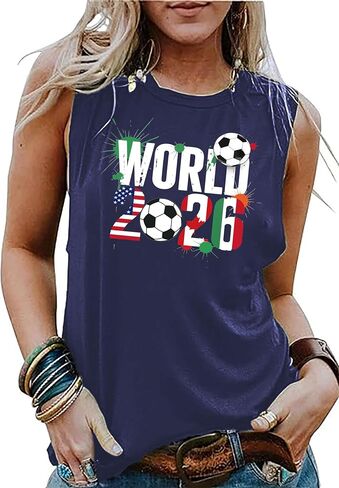 2026 Soccer Cup Tank Top Women Brazil USA Soccer Cup Sleeveless Shirt Game Day Tee Sports Fan Top in Saudi Arabia