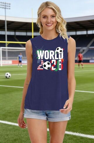 2026 Soccer Cup Tank Top Women Brazil USA Soccer Cup Sleeveless Shirt Game Day Tee Sports Fan Top in Saudi Arabia