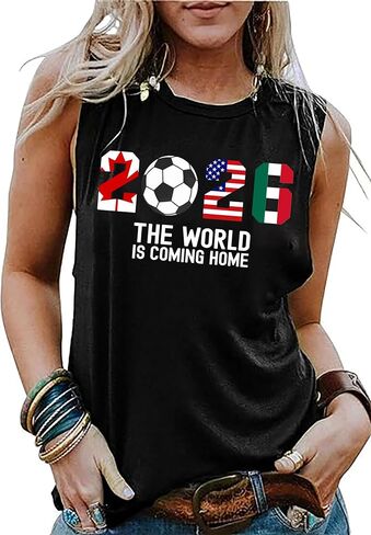2026 Soccer Cup Tank Top Women Brazil USA Soccer Cup Sleeveless Shirt Game Day Tee Sports Fan Top in Saudi Arabia