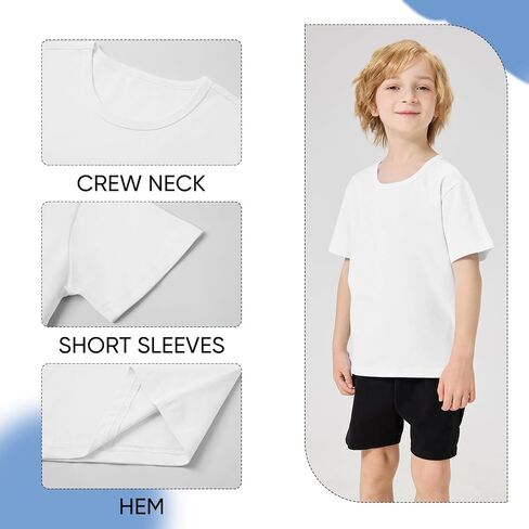 4 Pack Boys Shirts Cotton Short Sleeve Shirts for Boys Kids T Shirts Clothes Youth Summer Tops for Toddler(2T-14Y) in Saudi Arabia
