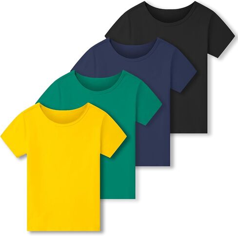 4 Pack Boys Shirts Cotton Short Sleeve Shirts for Boys Kids T Shirts Clothes Youth Summer Tops for Toddler(2T-14Y) in Saudi Arabia