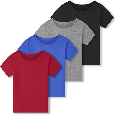 4 Pack Boys Shirts Cotton Short Sleeve Shirts for Boys Kids T Shirts Clothes Youth Summer Tops for Toddler(2T-14Y) in Saudi Arabia