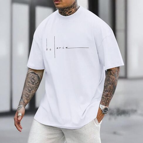 Mens Graphic T-Shirts Letter Print T-Shirt Streetwear Oversized Tshirts for Men Fashion Casual Shirts Summer Tees in Saudi Arabia