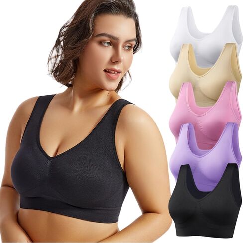 حمالة صدر رياضية بدون خياطة، راحة لاسلكية، طراز Racerback، متوفرة بألوان متعددة in Kuwait